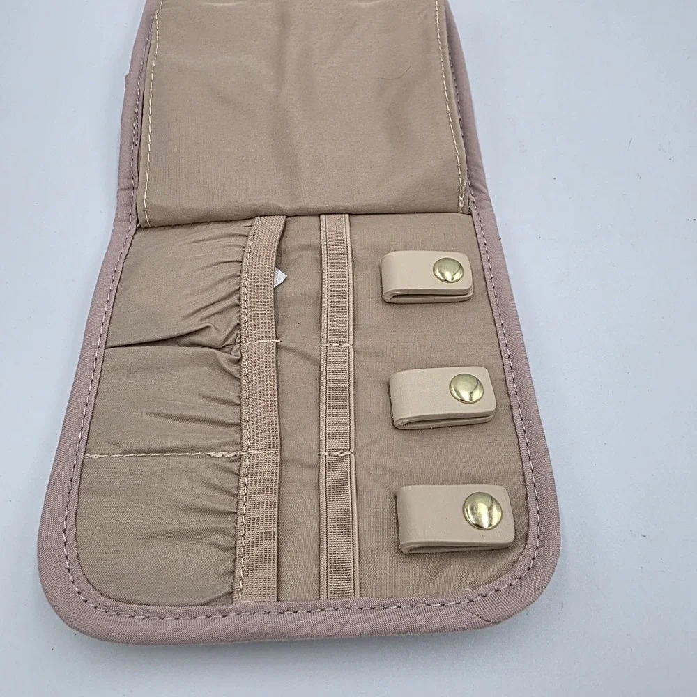 Bagsmart Trifold Quilted Jewelry Travel Organizer Water Resistant Zip Pink Mauve